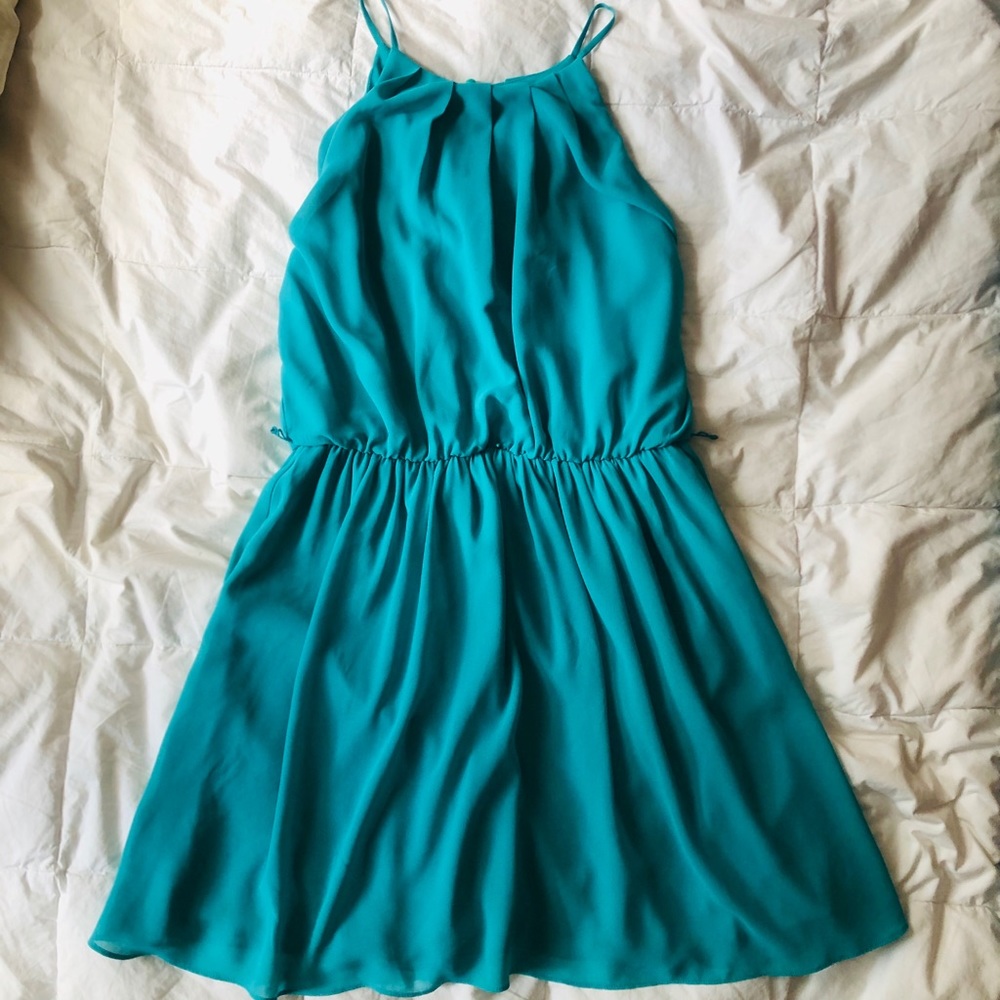 Teal High Neck Dress